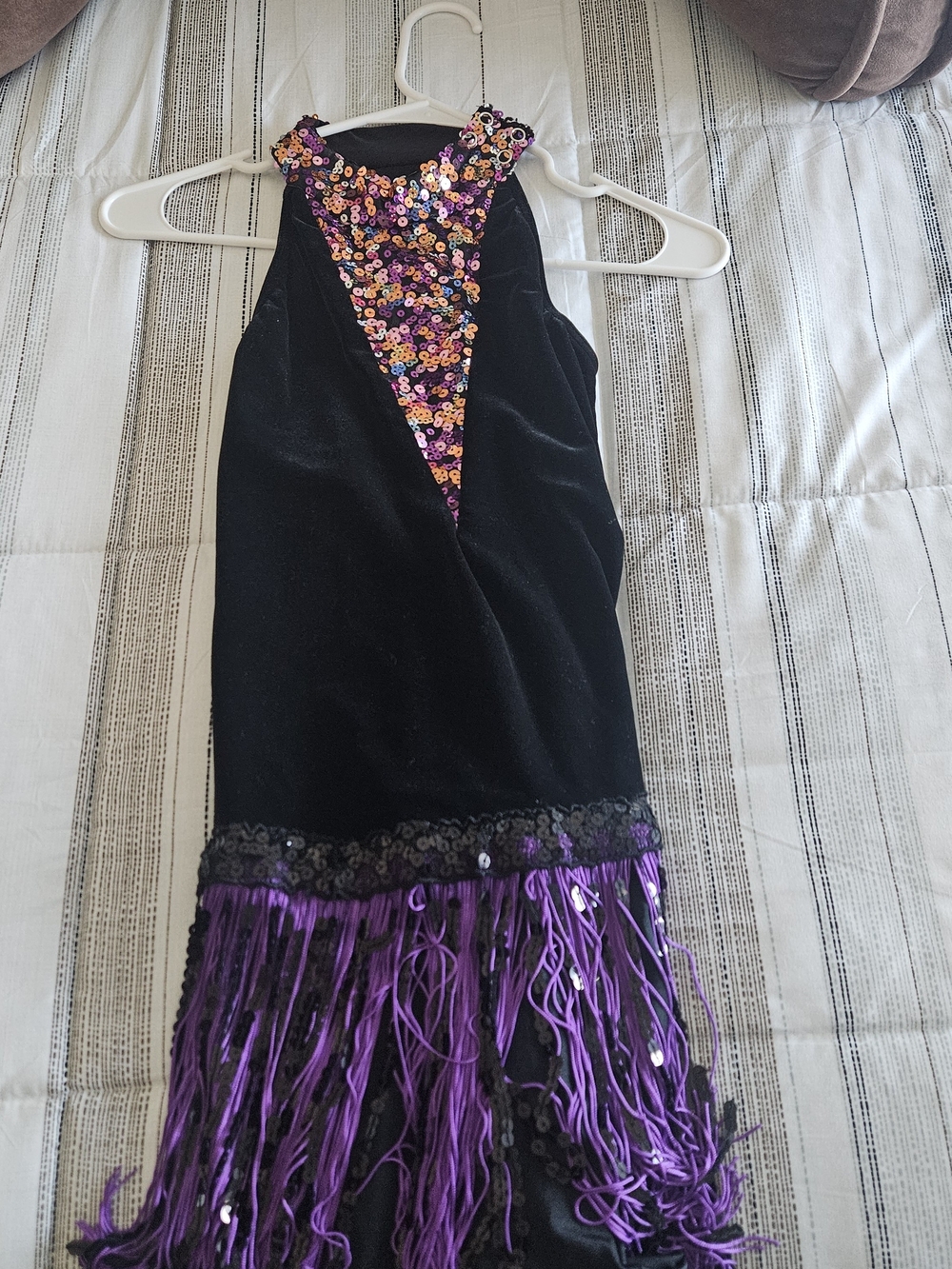 Girls Black and Purple Sequin Fringe Costume Dress